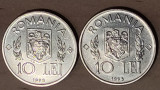 Romania -set aniversar FAO- 2x 10 lei 1995 cu si fara N in diamant - necirculate