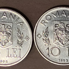Romania -set aniversar FAO- 2x 10 lei 1995 cu si fara N in diamant - necirculate