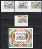 Coasta de Fildes 1983 - Jocurile Olimpice - Los Angeles, Serie NDT + Colita DE LUX NDT + 4 Colite DE LUX NDT, PA, 4 POZE, SET COMPLET, F. RARE, MNH
