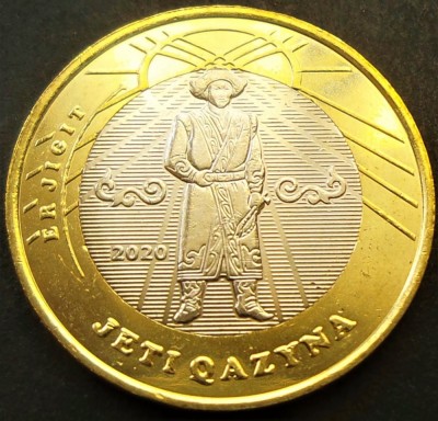 Moneda exotica bimetal 100 TENGE - KAZAHSTAN, anul 2020 *cod 301 = Er Jigit foto