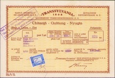 A992 Chitanță Banca Generală de Asigurare Transsylvania, 1932