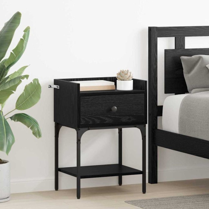 vidaXL Noptieră 2 pcs Stejar negru 40 x 29 x 60 cm Lemn compozit 881831