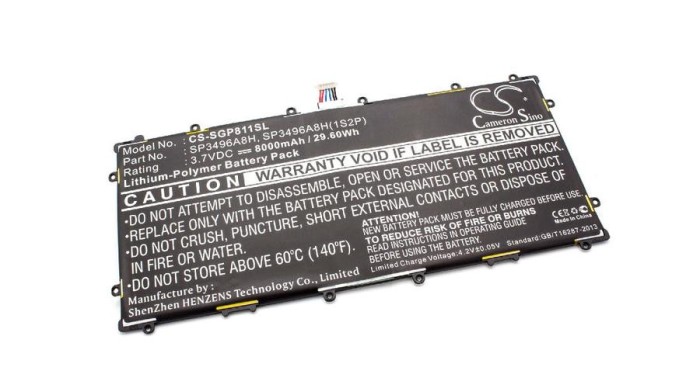 &Icirc;nlocuire baterie tabletă VHBW pentru Samsung SP3496A8H, SP3496A8H(1S2P), HA32ARB - 8000 mAh 3,7 V Li-Ion