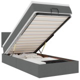 Cumpara ieftin Pat otoman cu saltea si LED-uri, gri inchis, 80x200cm, textil