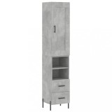 Cumpara ieftin Dulap inalt, gri beton, 34,5x34x180 cm, lemn prelucrat