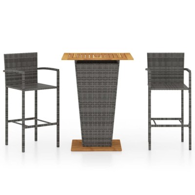 vidaXL Set mobilier de bar de grădină, 3 piese, gri foto