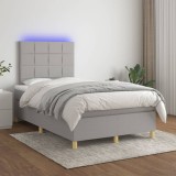 Cumpara ieftin Pat cu arcuri, saltea și LED, gri deschis, 120x200 cm, textil