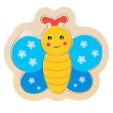 Puzzle din lemn, Woody, Fluturas, 4 piese