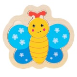 Puzzle din lemn, Woody, Fluturas, 4 piese