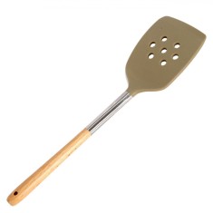 Spatulă Silicon cu Găuri, 31 cm, M&acirc;ner Lemn, Rezistentă la Temperatură P&acirc;nă la 250 de Grade