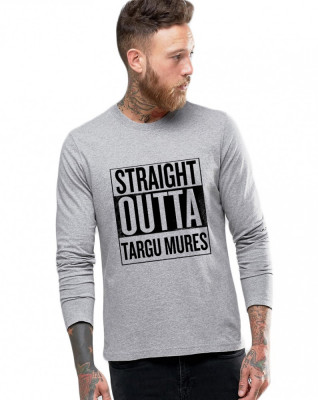 Bluza barbati gri cu text negru - Straight Outta Targu Mures - XL foto