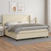 VidaXL Pat continental cu saltea, crem, 200x200 cm, piele ecologică 3132401