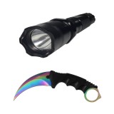 Lanterna Electrosoc Ideallstore cu Acumulator + Cutit Karambit Rainbow, 1000KV, Autoaparare, Husa Inclusa
