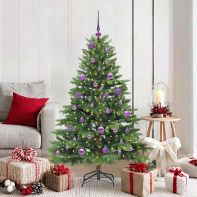 vidaXL Brad de Crăciun artificial cu 150 LED Verde 150 cm PE și PVC 3397542 foto