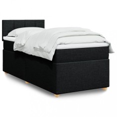 vidaXL Pat box spring cu saltea, negru, 90x200 cm, textil 3286565