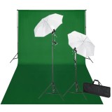 Cumpara ieftin Kit studio foto, fundal verde, 600 x 300 &amp; lumini