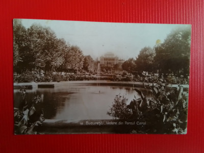 Bucuresti - vedere din Parcul Carol - carte postala interbelica circulata 1928 foto