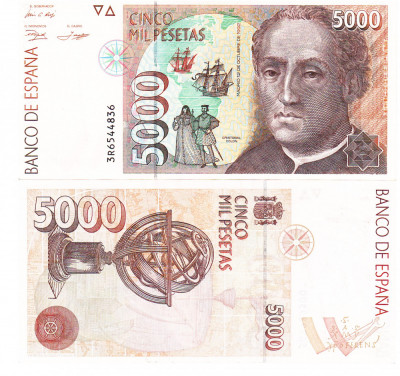 Spania 5000 Pesetas 1992 P-165 UNC foto