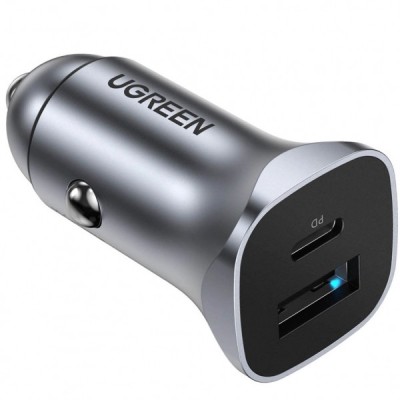 Incarcator Auto UGREEN CD130, 30W, 3A, 1 x USB-A - 1 x USB-C, Gri foto
