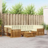 vidaXL Set de canapele de exterior cu pernă 7 pcs Natural și Crem 3373095