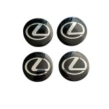 Set 4 capace roti 58mm exterior, 56mm interior Lexus negre compatibil/inlocuitor janta aliaj