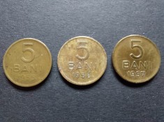 Lot monede 5 bani 1955,5 bani 1956,5 bani 1957 Repoblica Populara Romana.