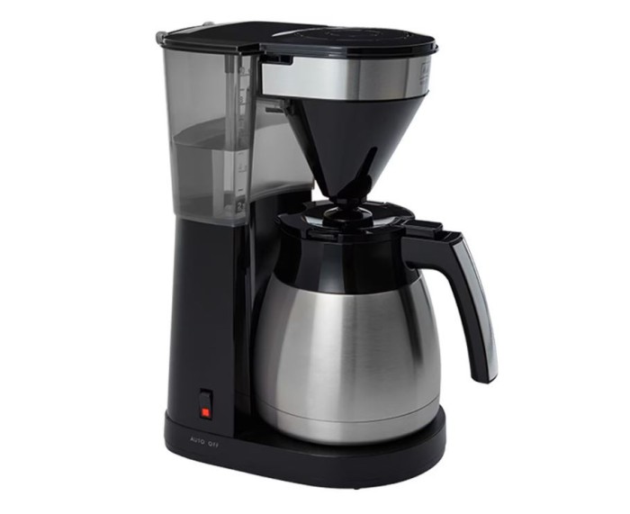 Aparat de cafea Melitta Easy Top Therm II Steel, 1.25L, Negru argintu