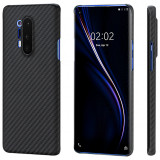 Husa Fibra Aramida Pitaka MagEz pentru OnePlus 8 Pro, Car Case Magnet, Tesatura diagonala (Twill), Neagra Gri KP8001P