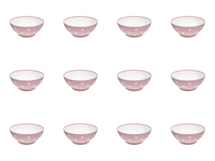 Set boluri, 12 piese, 350 ml, Plastic, Roz
