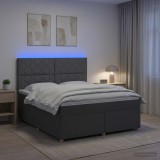 Cumpara ieftin Pat boxspring cu saltea Gri inchis 160 x 200 cm Tesatura