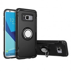Husa Samsung Galaxy S8 Neagra cu magnet si inel pentru suporti auto magnetice foto