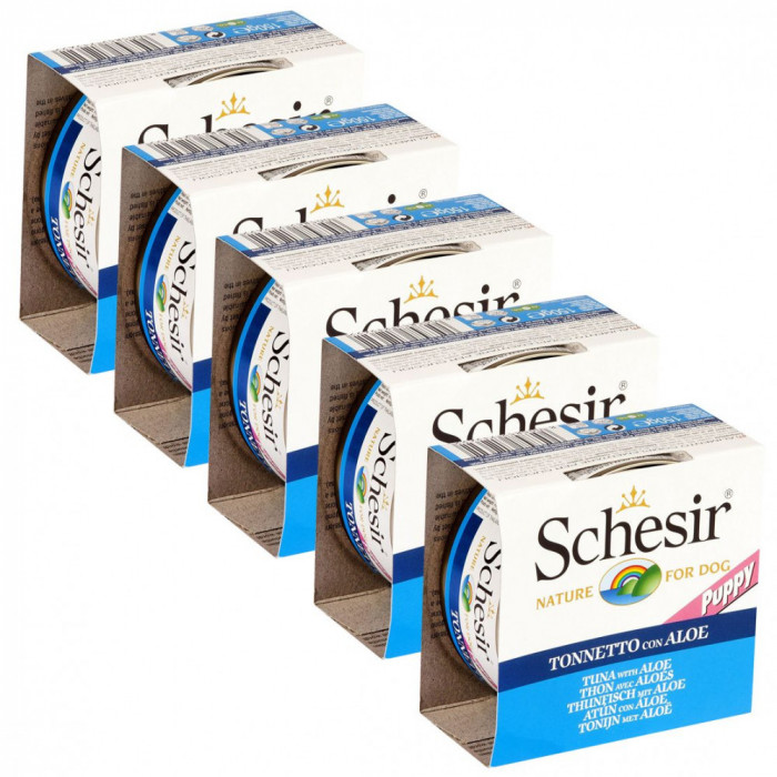 Schesir dog puppy ton cu aloe vera 5 x 150 g