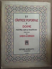 21 CANTECE POPORALE SI DOINE PENTRU COPII SI INCEPATORI PIANO SOLO DE SABIN V.DRAGOI (PARTITURA / PARTITURI) [EDITURA MORAVETZ - TIMISOARA]