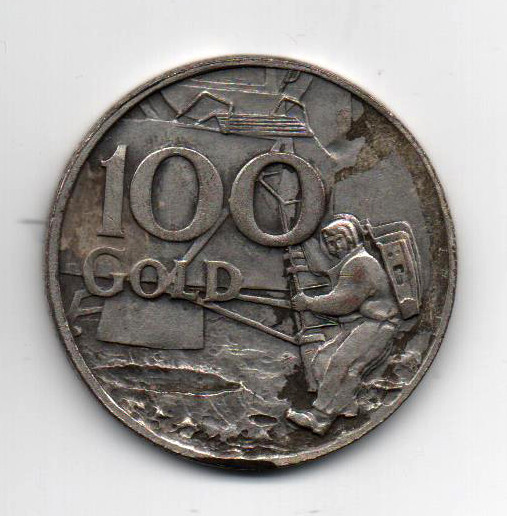 Monedă comemorativă, 100 GOLD - EARTH MOON EARTH 1969