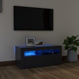 Cumpara ieftin Comodă TV cu lumini LED, gri, 90x35x40 cm