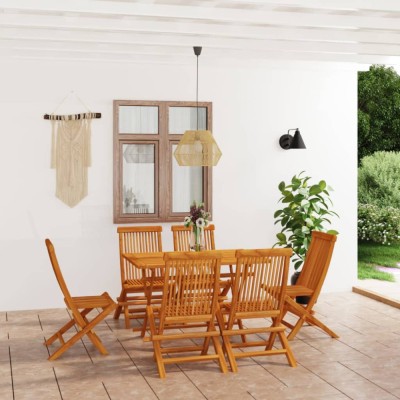 vidaXL Set mobilier de grădină, 7 piese, lemn masiv de tec 3059602 foto