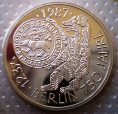 10.015 GERMANIA RFG BERLIN 750 ANI ANIVERSARE 10 DEUTSCHE MARK 1987 J PROOF foto