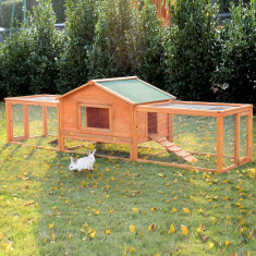 PawHut cusca pentru iepuri, 309x79x86cm, din lemn, verde foto