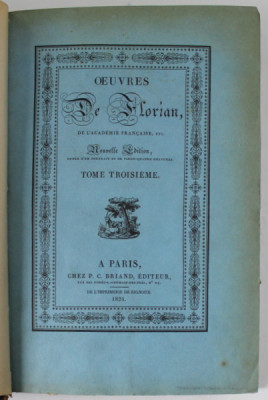 OEUVRES DE FLORIAN , TOME TROISIEME , NOUVELLES , 1824 foto