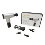 Cumpara ieftin Pistol de masaj cu acumulator Fascial Gun Profesional, Micul Fermier GF-1758, 4 capete interschimbabile, Argintiu