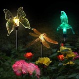 Set 3 Lampi Solare LED tip pasare-fluture-libelula, Inaltime 43 cm, Multicolor