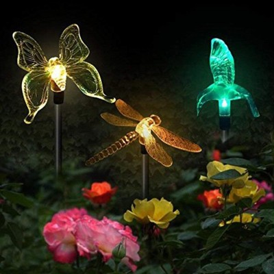 Set 3 Lampi Solare LED tip pasare-fluture-libelula, Inaltime 43 cm, Multicolor foto