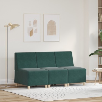 vidaXL Unitate Sofa Modulară Fără Brațe 3 pcs Verde &amp;icirc;nchis foto