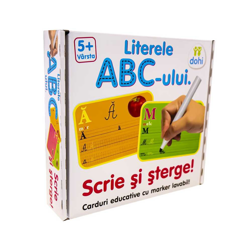 Carduri educative cu marker lavabil, Scrie si sterge! ABC, joc educativ  pentru copii, 16 bucati | Okazii.ro
