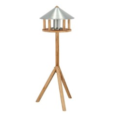 Esschert Design Masă pentru păsări cu buncăr și acoperiș rotund, zinc foto
