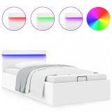 Cumpara ieftin Cadru pat hidraulic cu lada LED alb 90x200 cm piele ecologica
