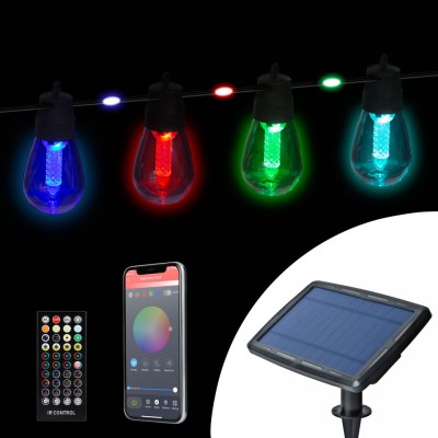 Șir de lumini solare inteligente - 84+15 LED-uri RGB - 14,5 m - bluetooth foto