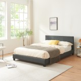Corium&reg; Pat frantuzesc modern, tapitat Aragon, Corium, imitatie de piele,140 x 200 cm, gri inchis, fara saltea HausGarden Leisure, [Corium]