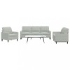 Gossi set de canapele cu perne, 3 piese, gri deschis, catifea