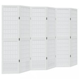 Cumpara ieftin Paravan camera 6 panouri, alb, lemn masiv paulownia